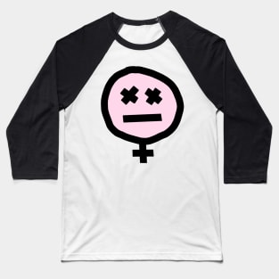 Female Pink Not Happy Smiley Face Baseball T-Shirt